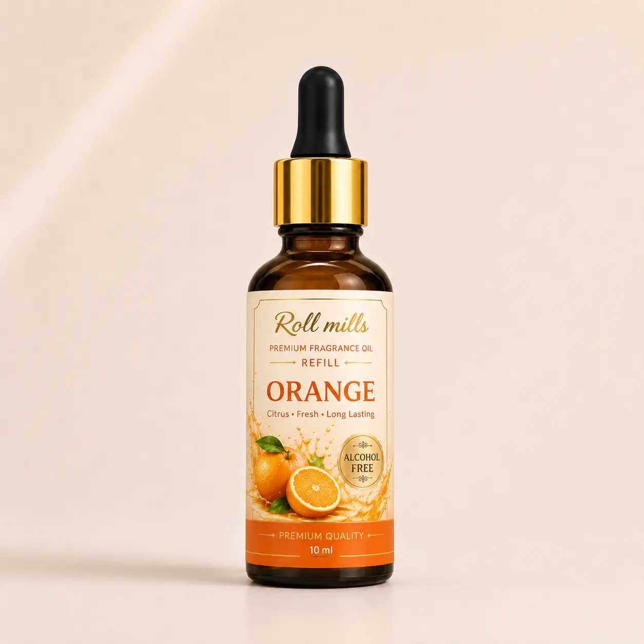 orange fragrance oil, alcohol free citrus, roll mills refiller