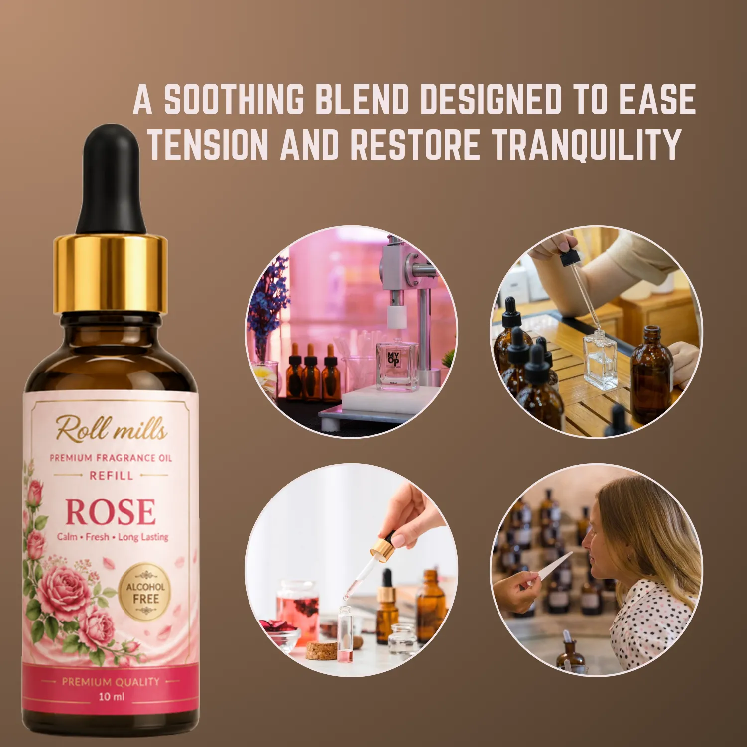 Rose Fresh Premium Hanging Perfume – 10ml (Elegant Rose Aroma Diffuser) 10 ml + 10 ml Refiller 