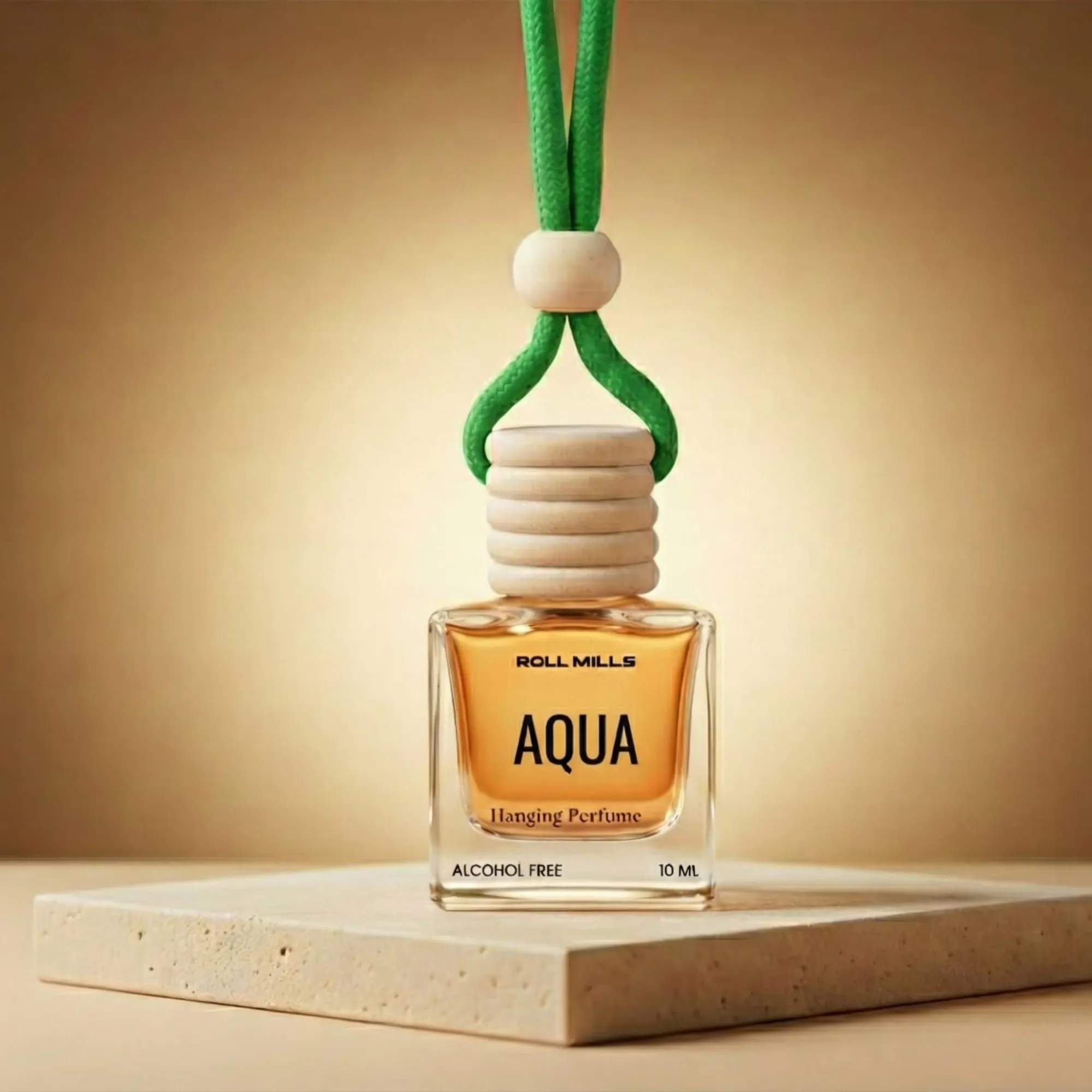 Premium Alcohol-Free Aqua Hanging Car Perfume by Roll Mills – Fresh Ocean Breeze Aroma Diffuser for Car & Home (10ml)