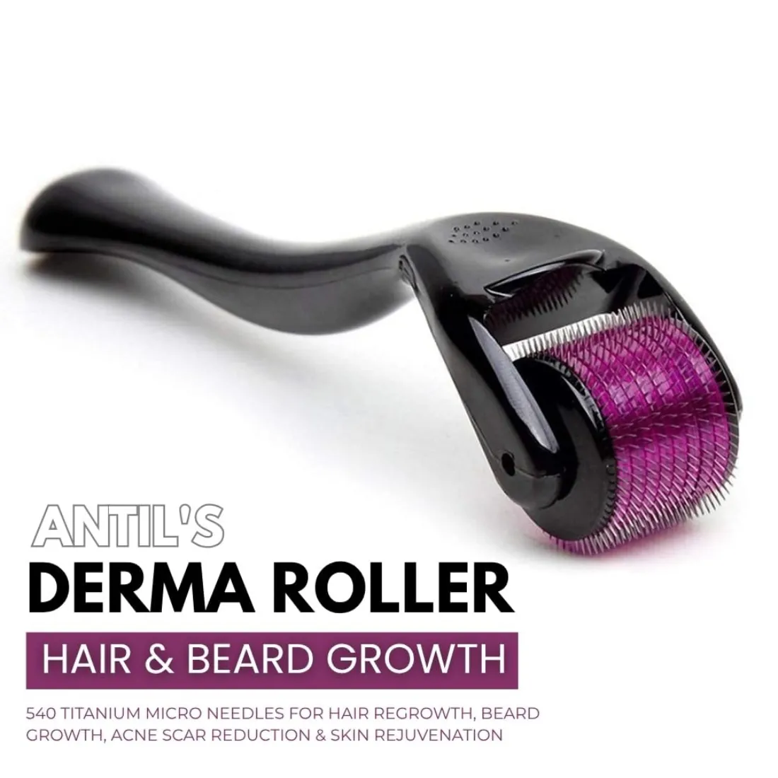 Roll Mill's 0.5 mm Derma Roller – 540 Titanium Microneedles for Hair, Beard & Skin