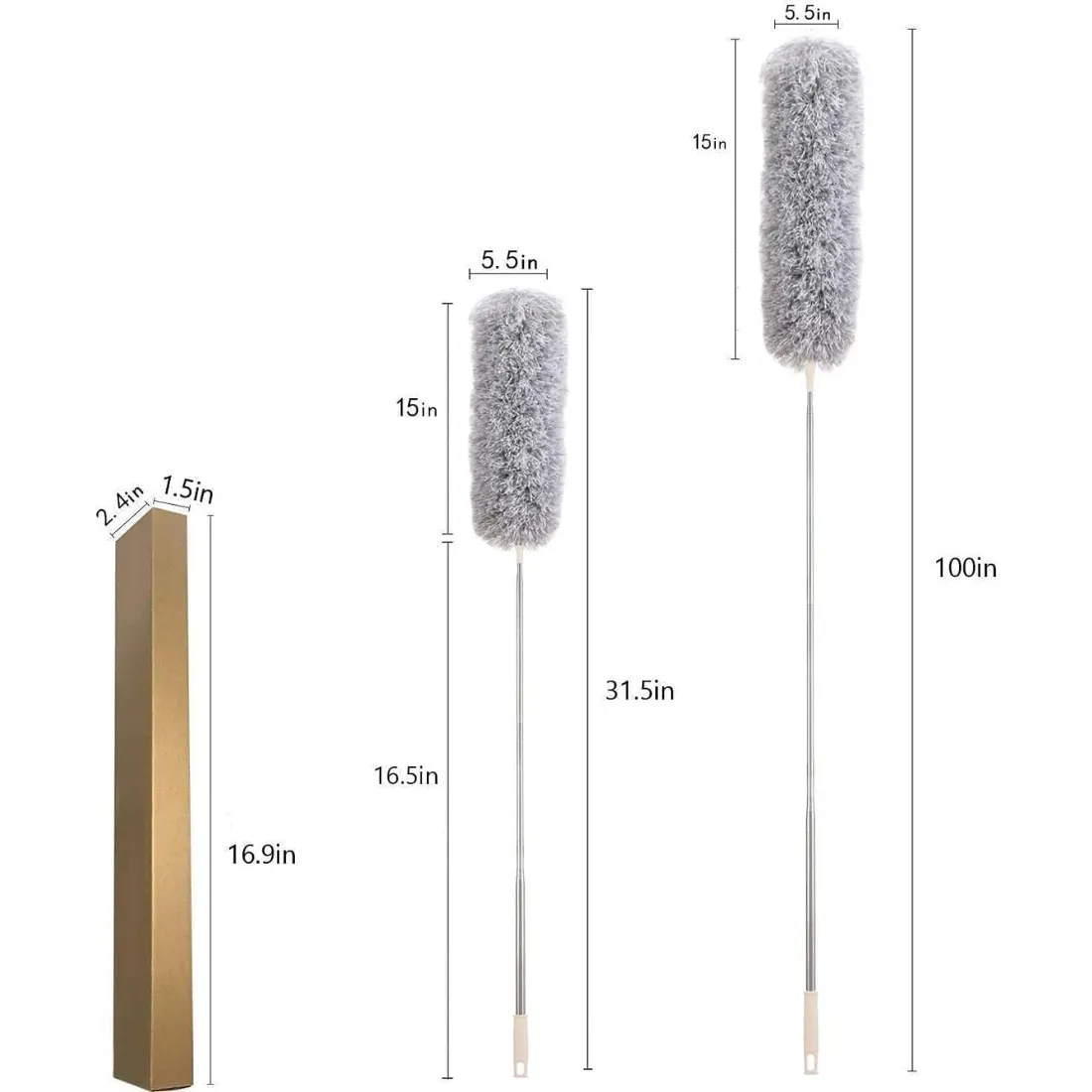 microfiber feather duster, extendable duster, 100 inch duster, bendable microfiber duster, high ceiling cleaner, fan duster, cobweb remover, washable microfiber duster, long reach dust brush, Roll Mills duster