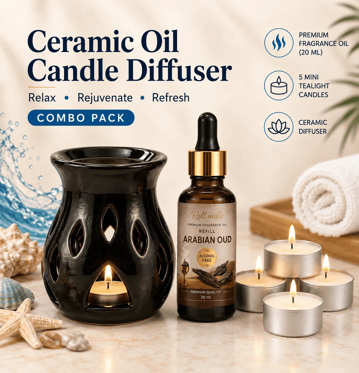 oud oil diffuser, ceramic diffuser, oud fragrance oil, agarwood