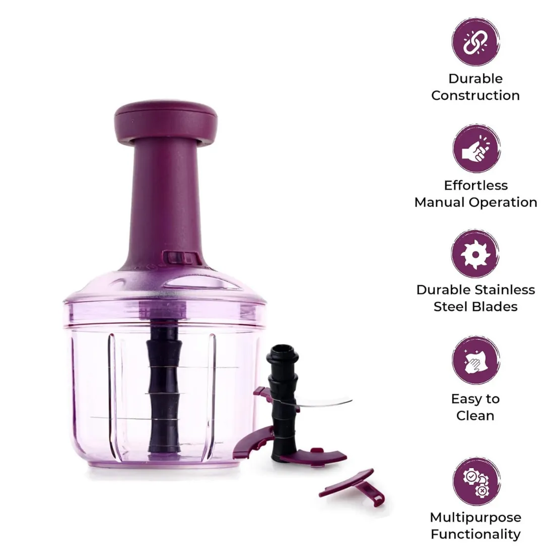 push vegetable chopper, chopper, manual food chopper, 1000 ml chopper, stainless steel blade chopper, kitchen vegetable cutter, hands-free chopper