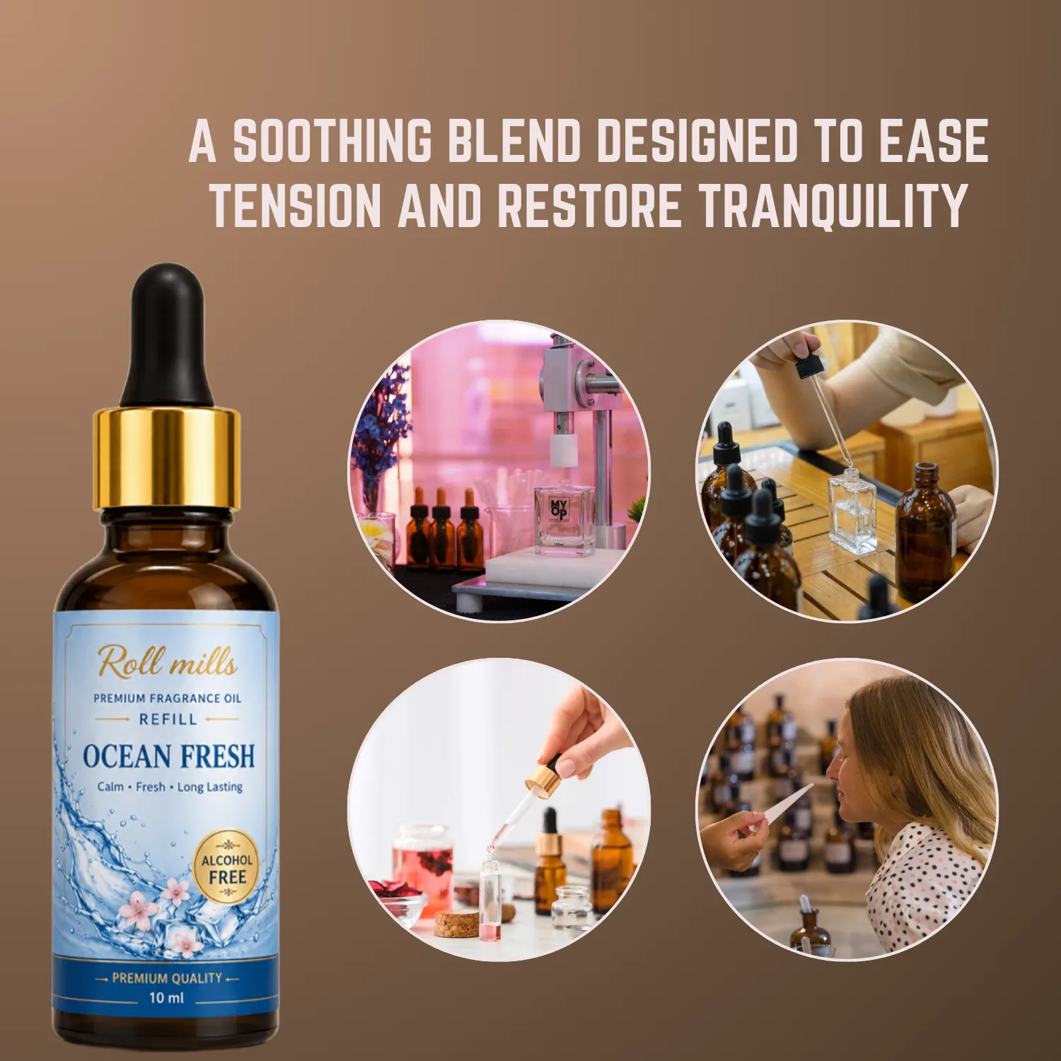 Aqua Premium Alcohol-Free Hanging Perfume – 10ml Fresh Ocean Breeze Aroma Diffuser | Roll Mills 10 ml + 10 ml Refiller 