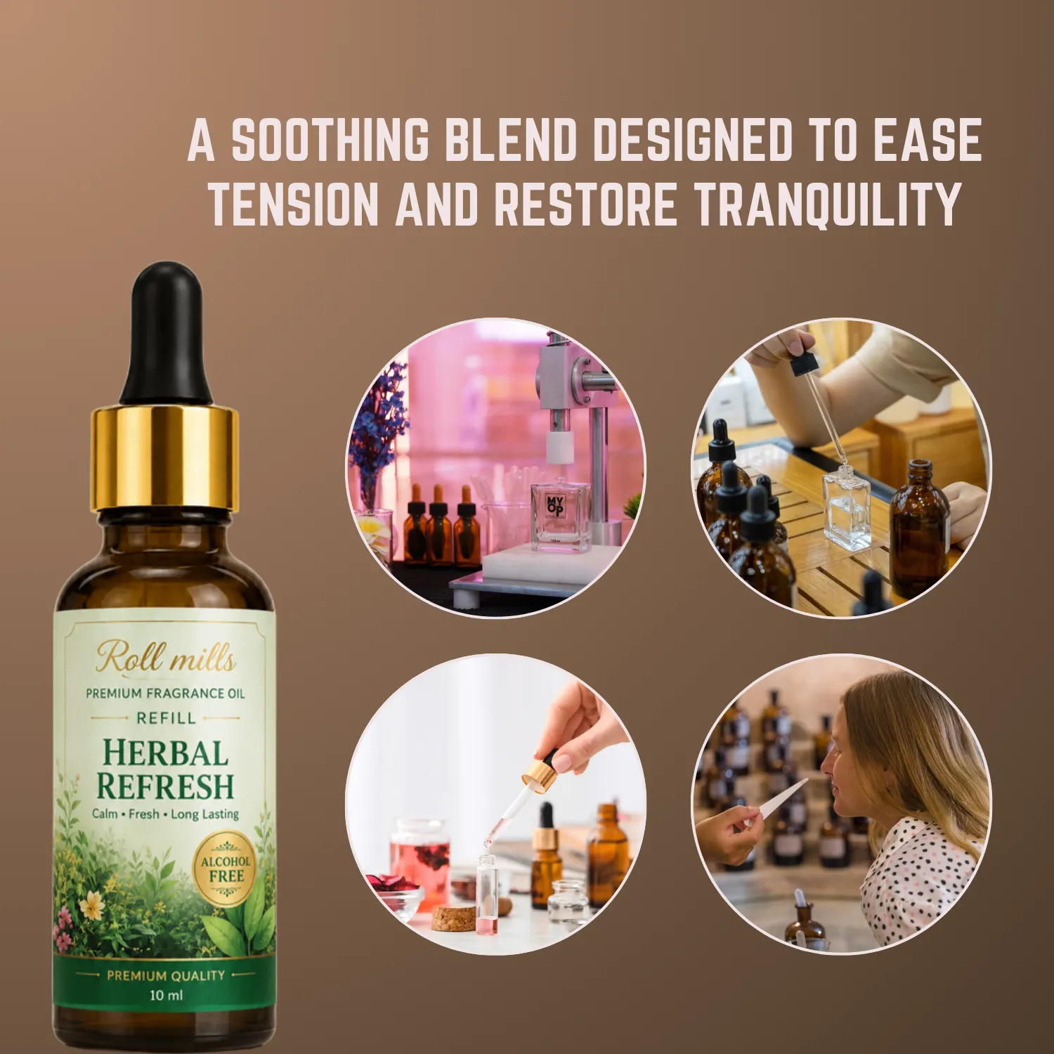 Herbal Twist Premium Alcohol-Free Hanging Perfume – 10ml Natural Fresh Aroma Diffuser | Roll Mills 10 ml + 10 ml Refiller 
