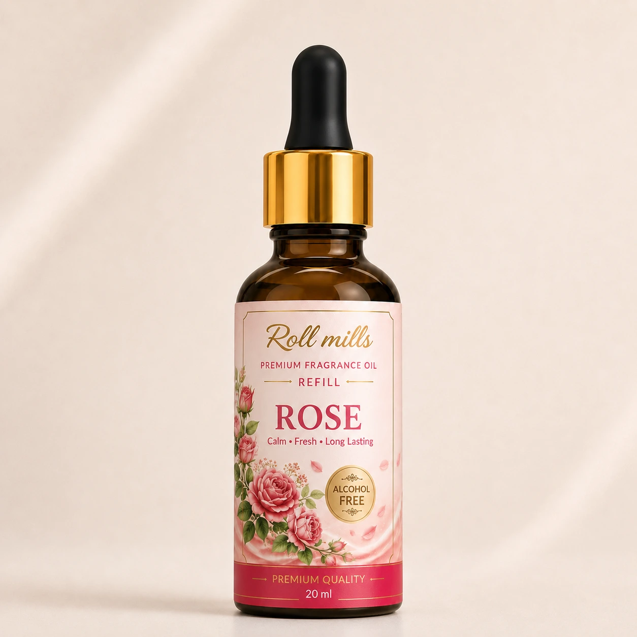 rose fragrance oil, alcohol free rose scent, roll mills refiller