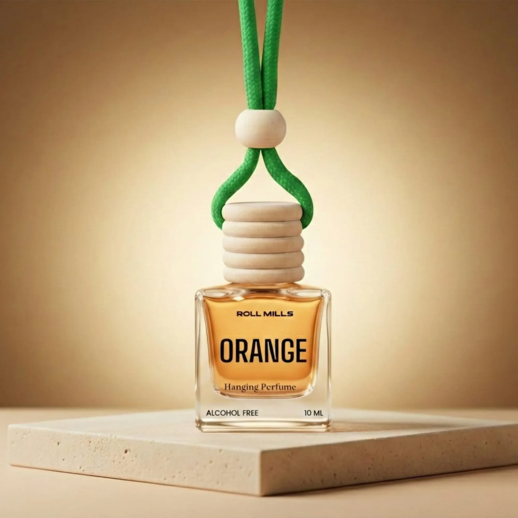 Premium Alcohol-Free Orange Hanging Car Perfume by Roll Mills – Long-Lasting Citrus Fresh Aroma Diffuser for Car & Home (10ml)