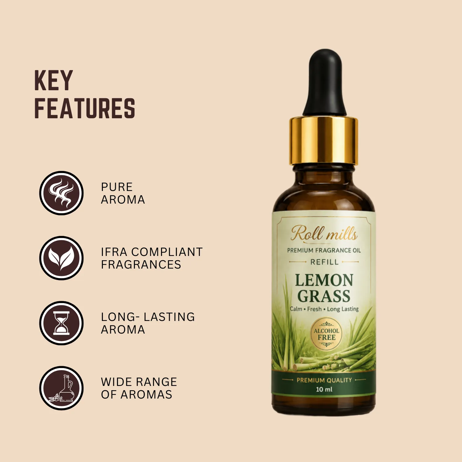 lemon grass fragrance oil, alcohol free lemongrass, roll mills