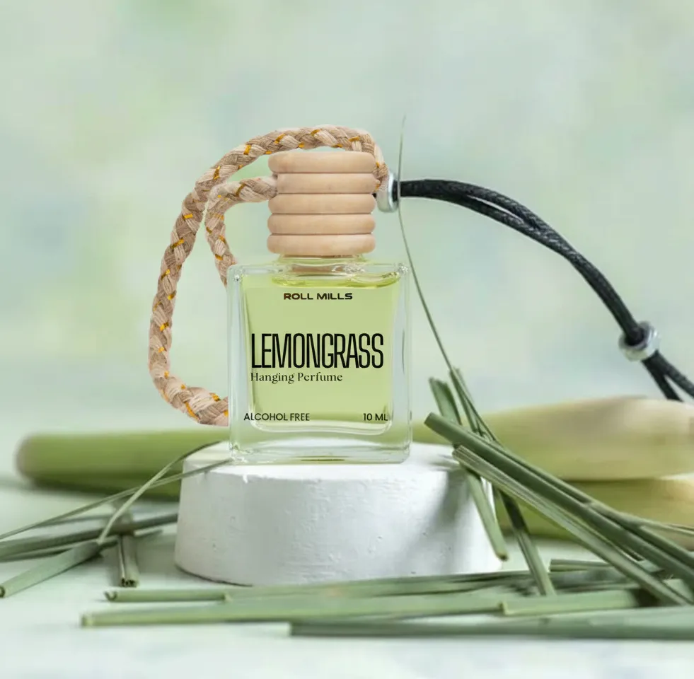 Roll Mills 10ml Alcohol-Free Lemongrass Car Hanging Perfume – Fresh, Natural, Long-Lasting Aroma Diffuser