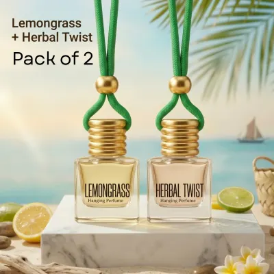 Cool & Natural Refresh Combo – Lemongrass & Herbal Twist Hanging Perfume (Pack of 2)