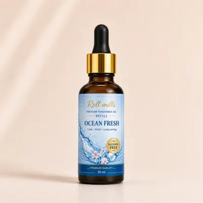 Roll Mills Ocean Fresh Aqua Fragrance Oil Refiller – Crisp Alcohol-Free Aroma 20 ML 