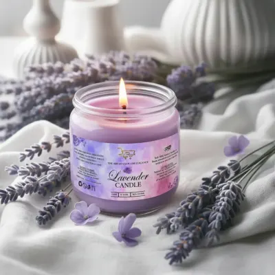 Lavender Scented Jar Candle (Blue Glass Jar) | Roll Mills 