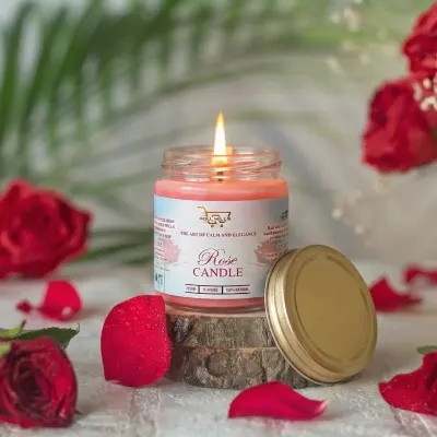 Rose Scented Jar Candle – Soft Floral Aroma in Elegant Decorative Glass by Roll Mills