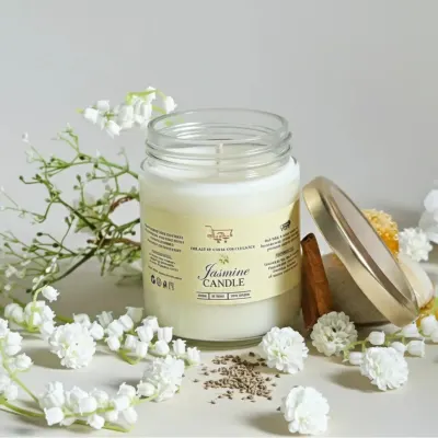 Jasmine Scented Jar Candle – Soft Floral Aroma in Elegant Decorative Glass by Roll Mills