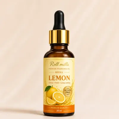 Roll Mills Lemon Fragrance Oil Refiller – Fresh Alcohol-Free Aroma 20 ML 