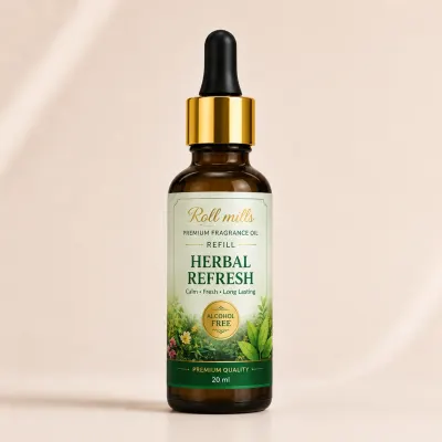 Roll Mills Herbal Refresh Fragrance Oil Refiller – Revitalizing Alcohol-Free Aroma 20 ML 