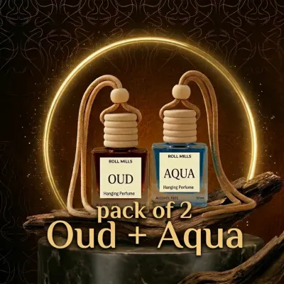 Premium Royal Fresh Combo – Oud & Aqua Hanging Perfume (Luxury Pack of 2)