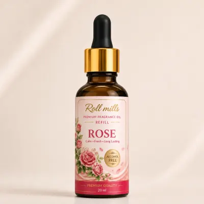 Roll Mills Rose Fragrance Oil Refiller – Classic Alcohol-Free Aroma 20 ML 