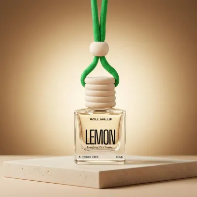 Lemon Premium Alcohol-Free Hanging Perfume – 10ml Fresh Citrus Aroma Diffuser || Roll Mills 10 ml + 10 ml Refiller 